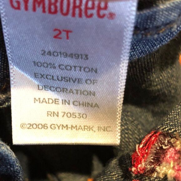 Gymboree Peruvian Doll Embroidered Denim Overalls 2T 2006 Vintage Rare - Picture 5 of 6